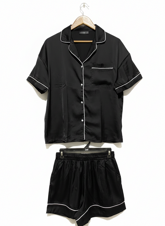 MINX SLEEP |M| CLASSIC BLACK SATIN PAJAMA SET