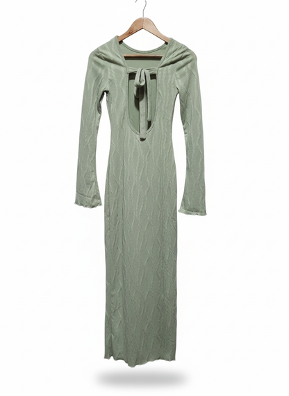 SHEIN |XS|BUST 14|SAGE GREEN TEXTURED TIE-BACK MAXI DRESS