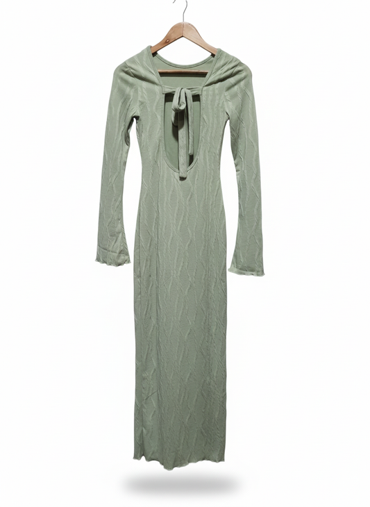 SHEIN |XS|BUST 14|SAGE GREEN TEXTURED TIE-BACK MAXI DRESS
