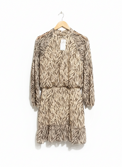 RESERVED |M| BUST 18| C6| STORIES ZEBRA PRINT HIGH-NECK MINI DRESS