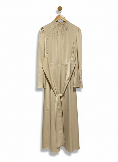 WOMEN’S LUXURY CHAMPAGNE SATIN MAXI DRESS |M| BUST 20|B10