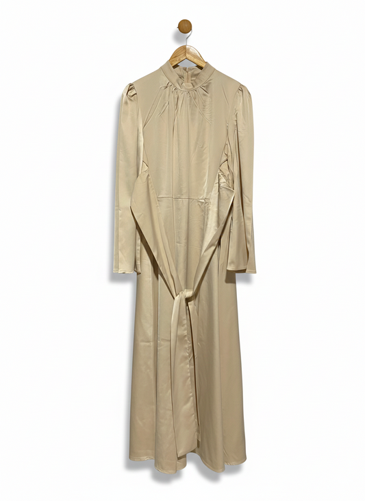 WOMEN’S LUXURY CHAMPAGNE SATIN MAXI DRESS |M| BUST 20|B10