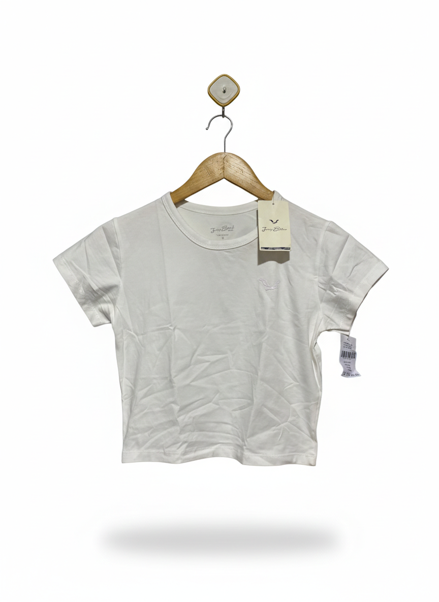 JENNY BILLIER |S| BUST 15| ESSENTIAL WHITE CROPPED T-SHIRT