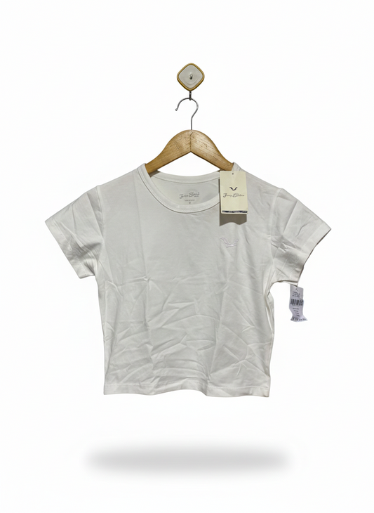 JENNY BILLIER |S| BUST 15| ESSENTIAL WHITE CROPPED T-SHIRT