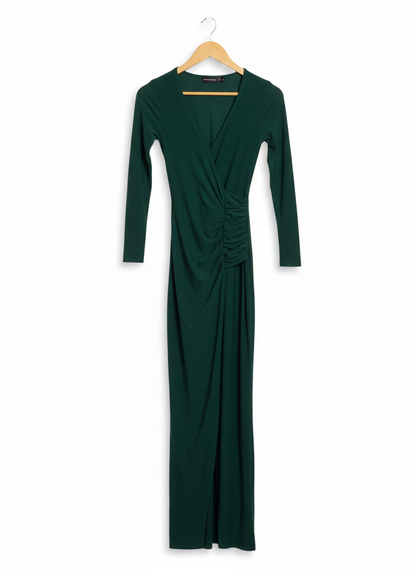 PRETTYLITTLETHING |XS\S| BIST 13| emerald green or hunter green wrap-style maxi or midi dress