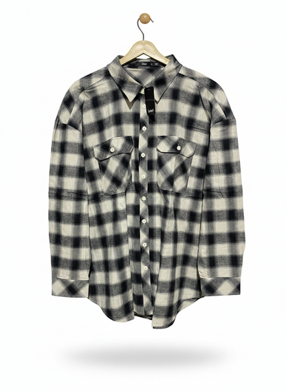 SPORT GIRL |XL| BUST 25| PREMIUM MONOCHROME PLAID FLANNEL SHIRT