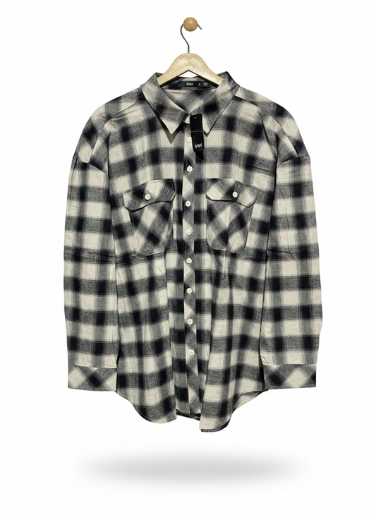 SPORT GIRL |XL| BUST 25| C9|CPREMIUM MONOCHROME PLAID FLANNEL SHIRT