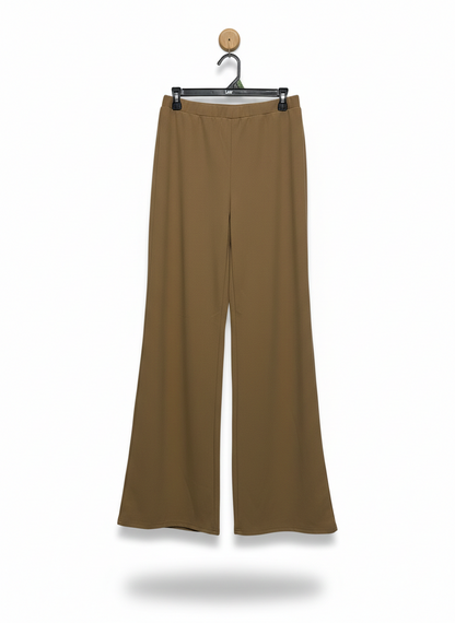 SHEIN |L| WAIST 28| TAN WIDE-LEG ELASTIC WAIST TROUSERS