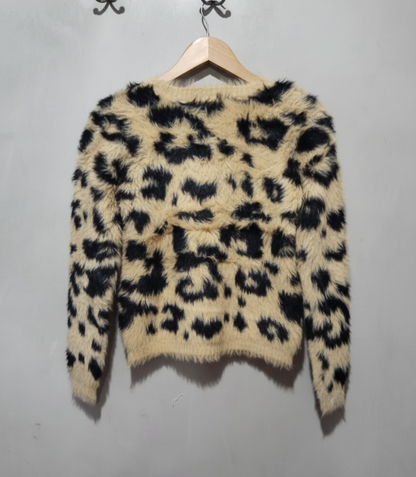Republic Cheetah Fuzzy Fur Sweater SMALL SIZE W-17 / L-21