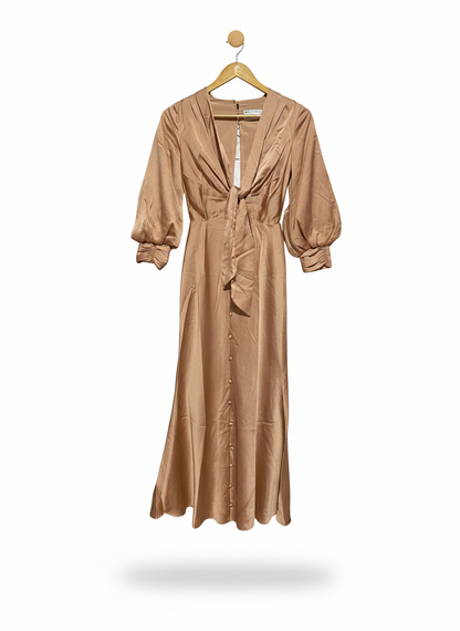 ASOS DESIGN |S| BUST 14| B2| LUXURY CHAMPAGNE SATIN TIE-FRONT MAXI DRESS