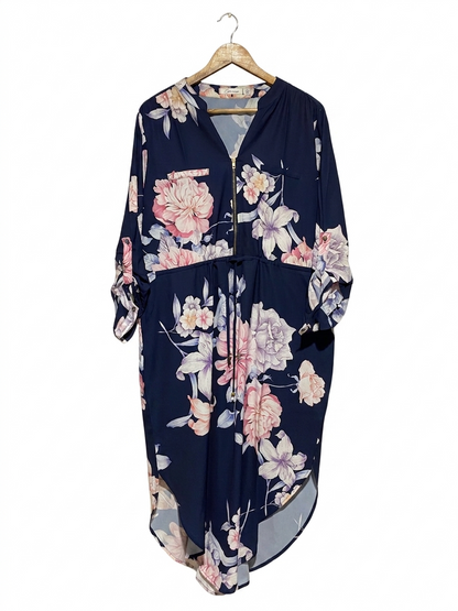 LORRAINE |XL| BUST 22| B21| FLORAL ZIP-FRONT TUNIC DRESS