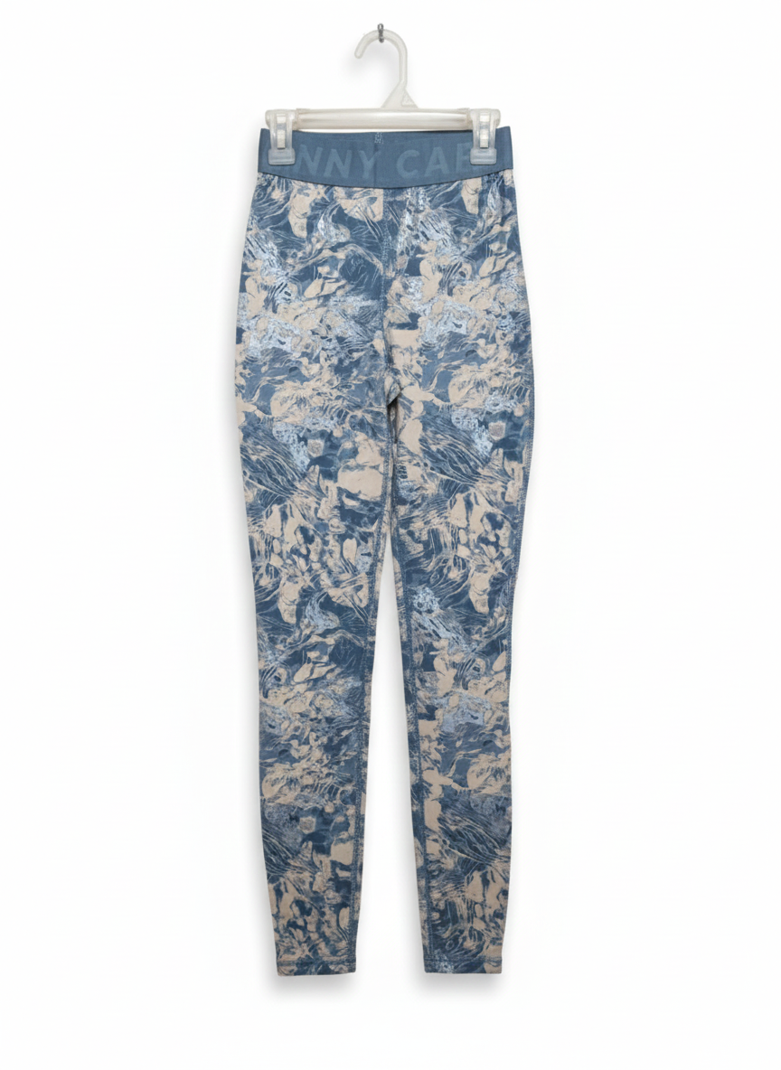 CARDIO BUNNY|XS|WAIST 21|Seamless High-Waisted Blue and Beige Print Leggings