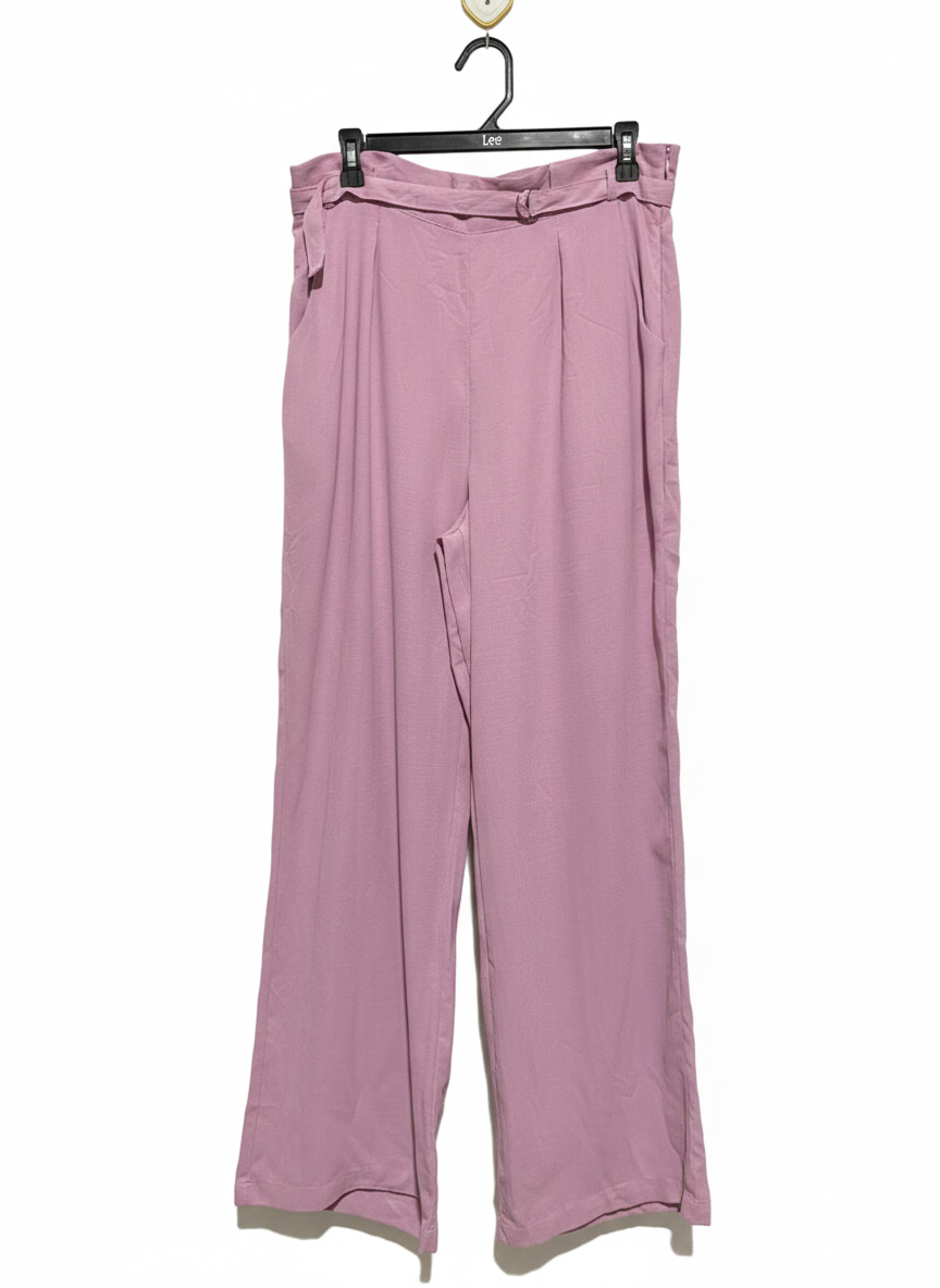 H MODE |L| WAIST 32| WOMEN'S HIGH-WAISTED WIDE-LEG PLEATED TROUSERS - DUSTY LAVENDER