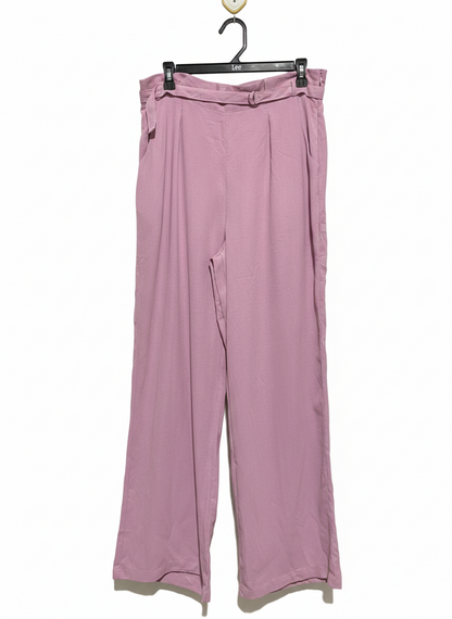 H MODE |L| WAIST 32| WOMEN'S HIGH-WAISTED WIDE-LEG PLEATED TROUSERS - DUSTY LAVENDER