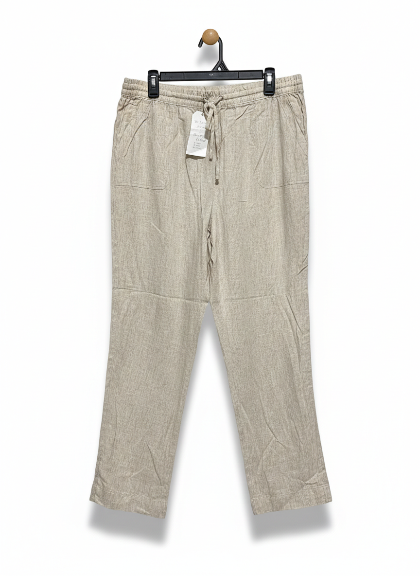 W LANE LINEN |XL| WAIST 34|WOMEN'S RELAXED LINEN-BLEND DRAWSTRING PANTS