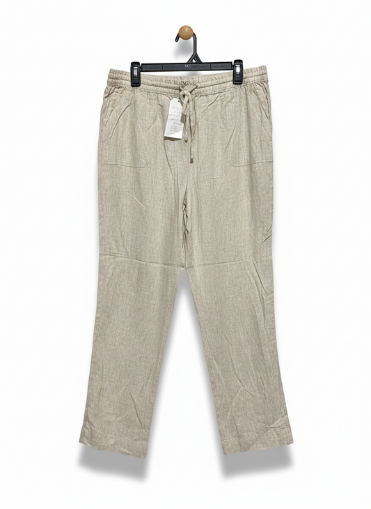 W LANE LINEN |XL| WAIST 34|WOMEN'S RELAXED LINEN-BLEND DRAWSTRING PANTS