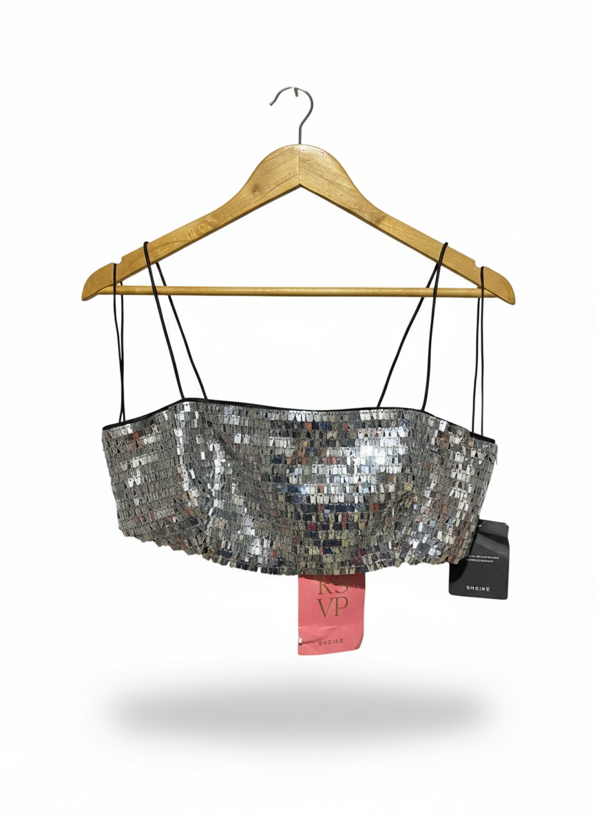 SHEIKE |M| BUST 16| SILVER SEQUIN CROP TOP