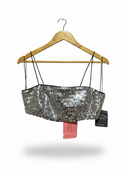 SHEIKE |M| BUST 16| SILVER SEQUIN CROP TOP