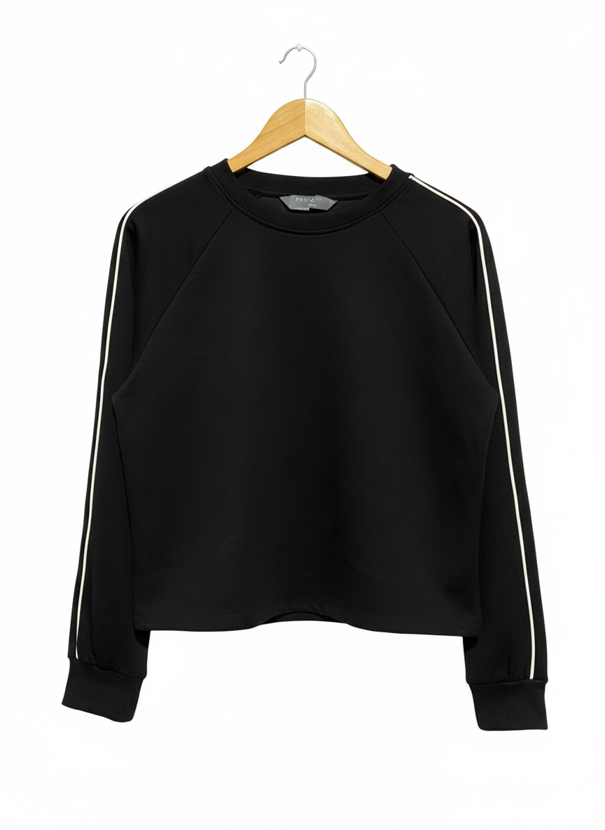 PRIMARK|M/L|BUST 26|BLACK CREWNECK SWEATSHIRT WITH WHITE PIPING