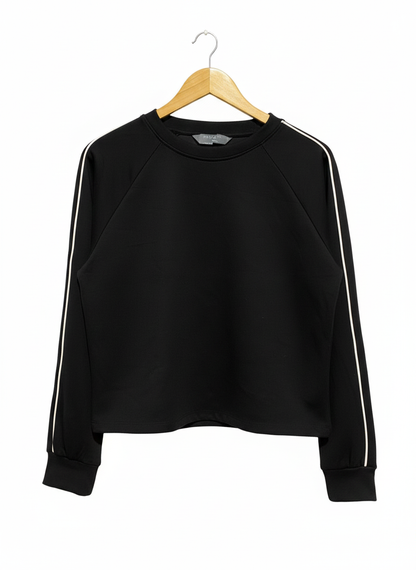 PRIMARK|M/L|BUST 26|BLACK CREWNECK SWEATSHIRT WITH WHITE PIPING