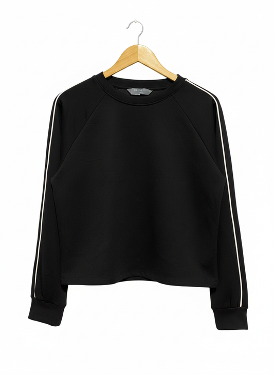 PRIMARK|M/L|BUST 26|BLACK CREWNECK SWEATSHIRT WITH WHITE PIPING