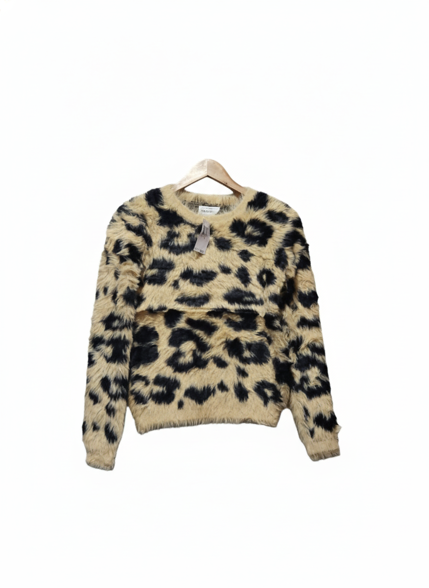 Republic Cheetah Fuzzy Fur Sweater SMALL SIZE W-17 / L-21