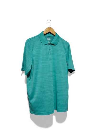 CROFT&BARROW|M|BUST 21|TEAL HEATHERED PERFORMANCE POLO SHIRT