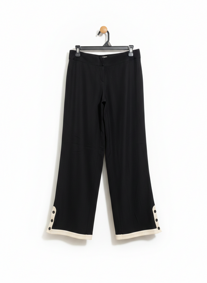 VIVA VIOLET |M| WAIST 28| BLACK WIDE-LEG SAILOR TROUSERS WITH CONTRAST TRIM