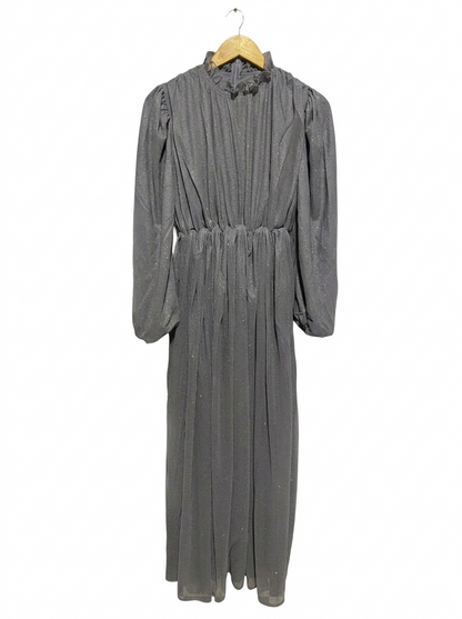 FAHHAR |M| BUST 16| VINTAGE-STYLE CHARCOAL GREY SHIMMER MAXI DRESS
