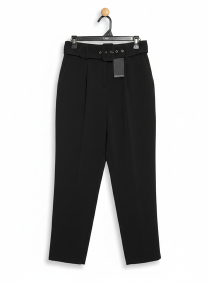 PORTMANS |M| WAIST 28| BLACK HIGH-WAISTED BELTED DRESS TROUSERS WITH FRONT PLEATS