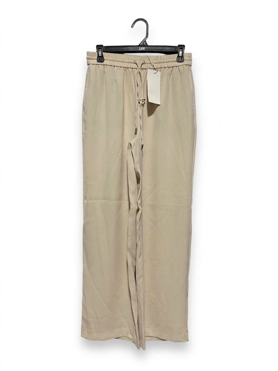 ZARA |M| WAIST 28| B5| LIGHT BEIGE WIDE-LEG CULOTTE PANTS WITH ELASTIC WAIST & DRAWSTRING