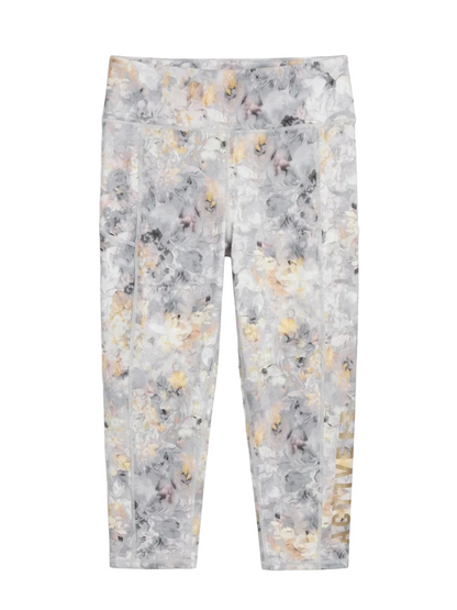 EVERLAST |M| WAIST 28| B11|  ABSTRACT FLORAL ACTIVEWEAR LEGGINGS - METALLIC ACCENT CROPPED TIGHTS