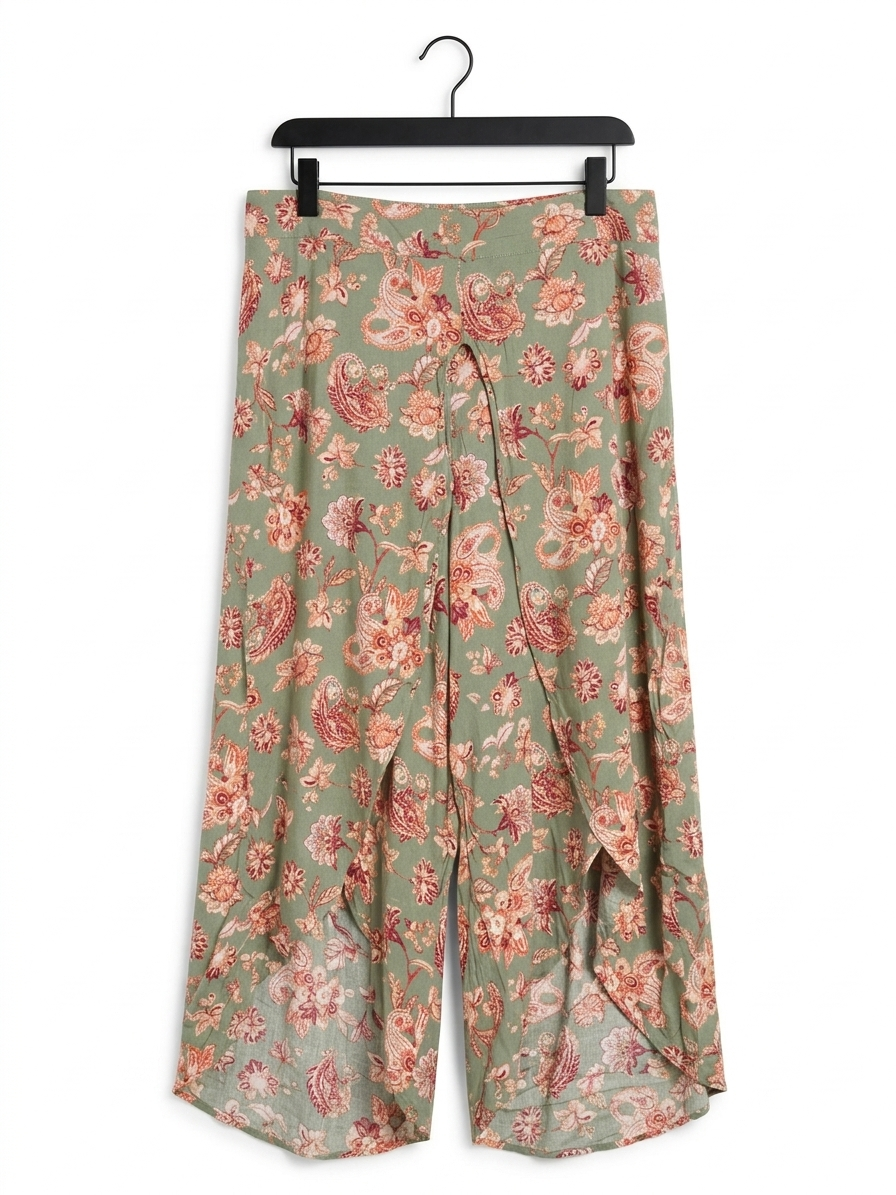 RACKMANS |XXL| WAIST 36| B11| BOHEMIAN SAGE GREEN PAISLEY WIDE-LEG PALAZZO PANTS