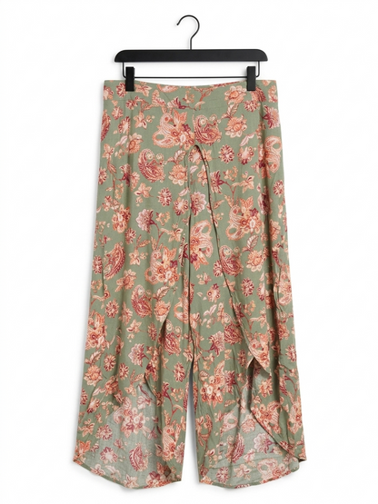 RACKMANS |XXL| WAIST 36| B11| BOHEMIAN SAGE GREEN PAISLEY WIDE-LEG PALAZZO PANTS
