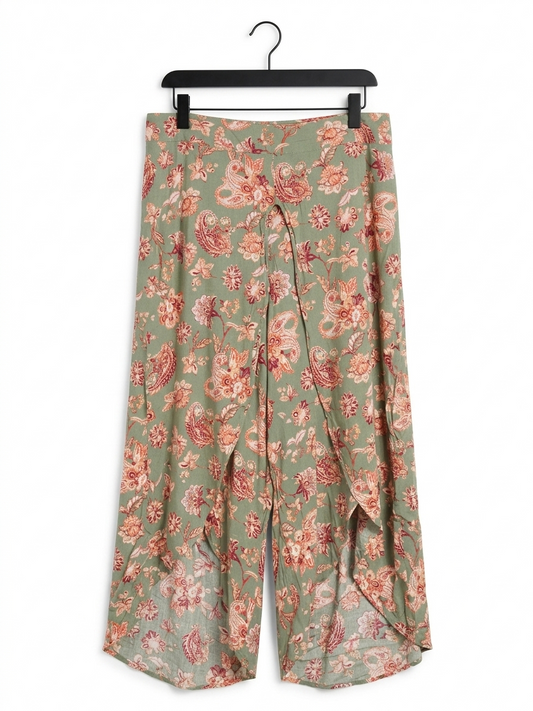 RACKMANS |XXL| WAIST 36| B11| BOHEMIAN SAGE GREEN PAISLEY WIDE-LEG PALAZZO PANTS