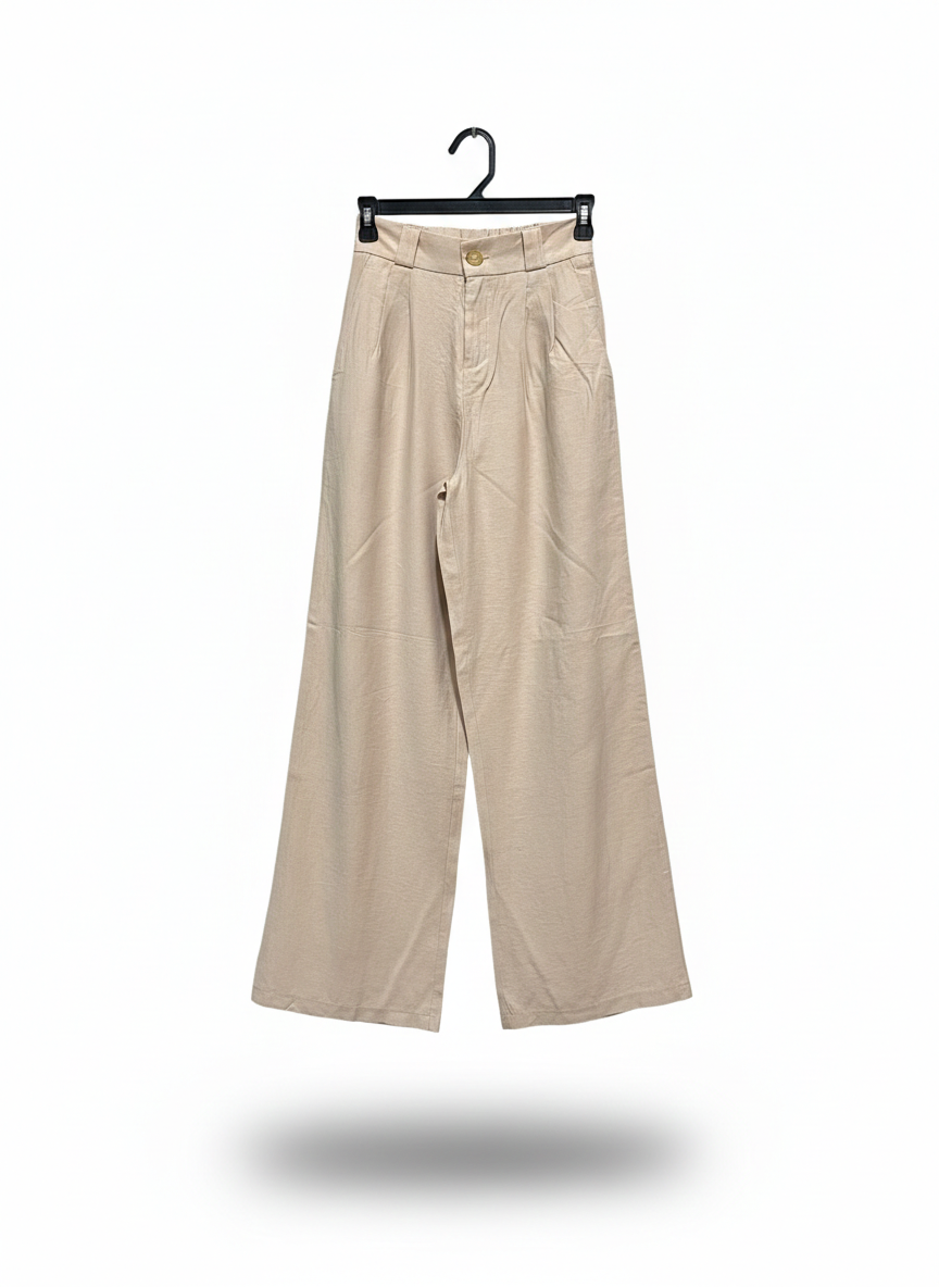 CLASSIC BEIGE WIDE-LEG TROUSERS |S| WAIST 24|
