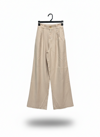 CLASSIC BEIGE WIDE-LEG TROUSERS |S| WAIST 24|