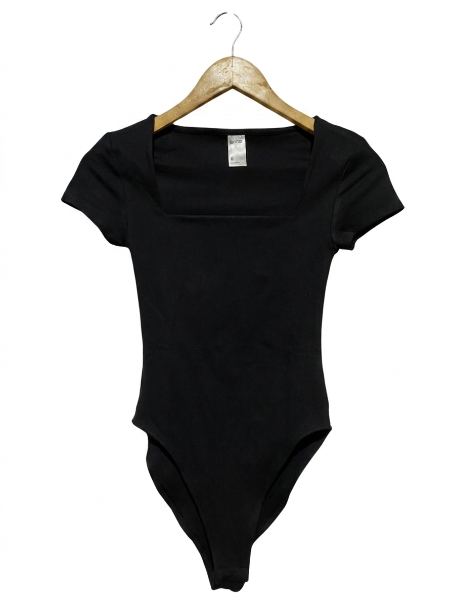 ANKO |XS| BUST 11| B26|  GLASSES BLACK SQUARE NECK ESSENTIAL BODYSUIT