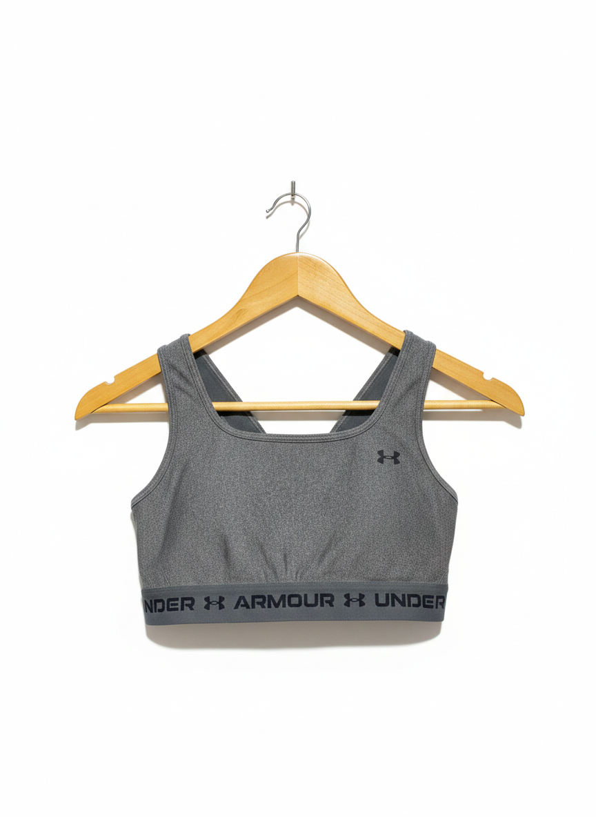UNDER ARMOUR |M| BUST 11 |  Mid Crossback Heather Sports Bra In Gray