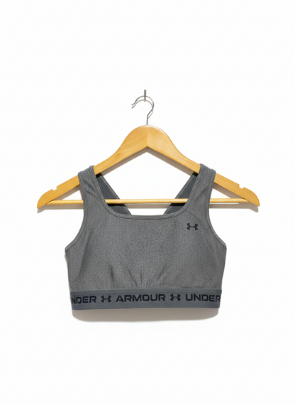 UNDER ARMOUR |M| BUST 11 |  Mid Crossback Heather Sports Bra In Gray