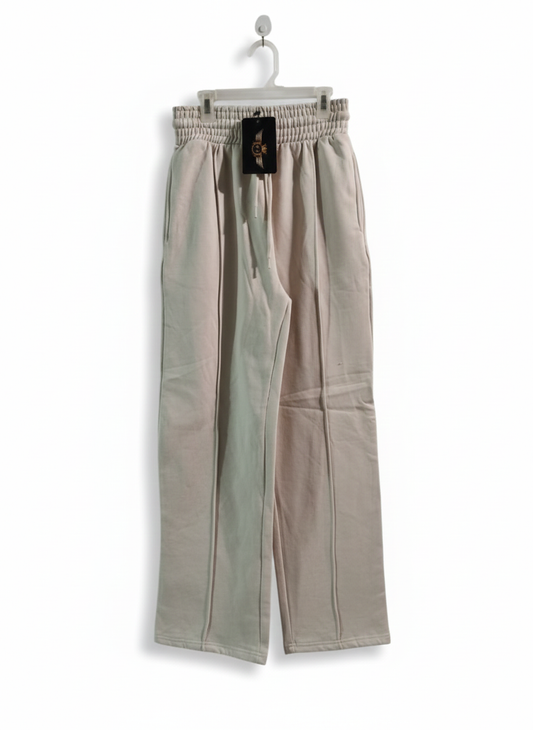 P/7|S|WAIST 24|BEIGE ELASTIC WAIST WIDE LEG TROUSERS