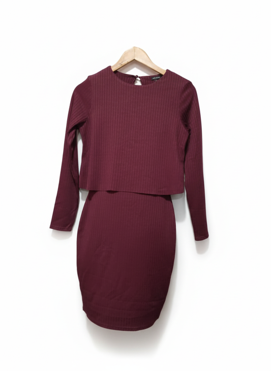 River Island Burgundy Ripped Dress Size 10