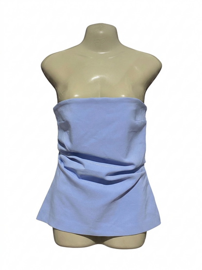ZARA |S| BUST 16| B4| CHIC POWDER BLUE STRAPLESS TUBE TOP WITH ELEGANT DRAPED DETAIL