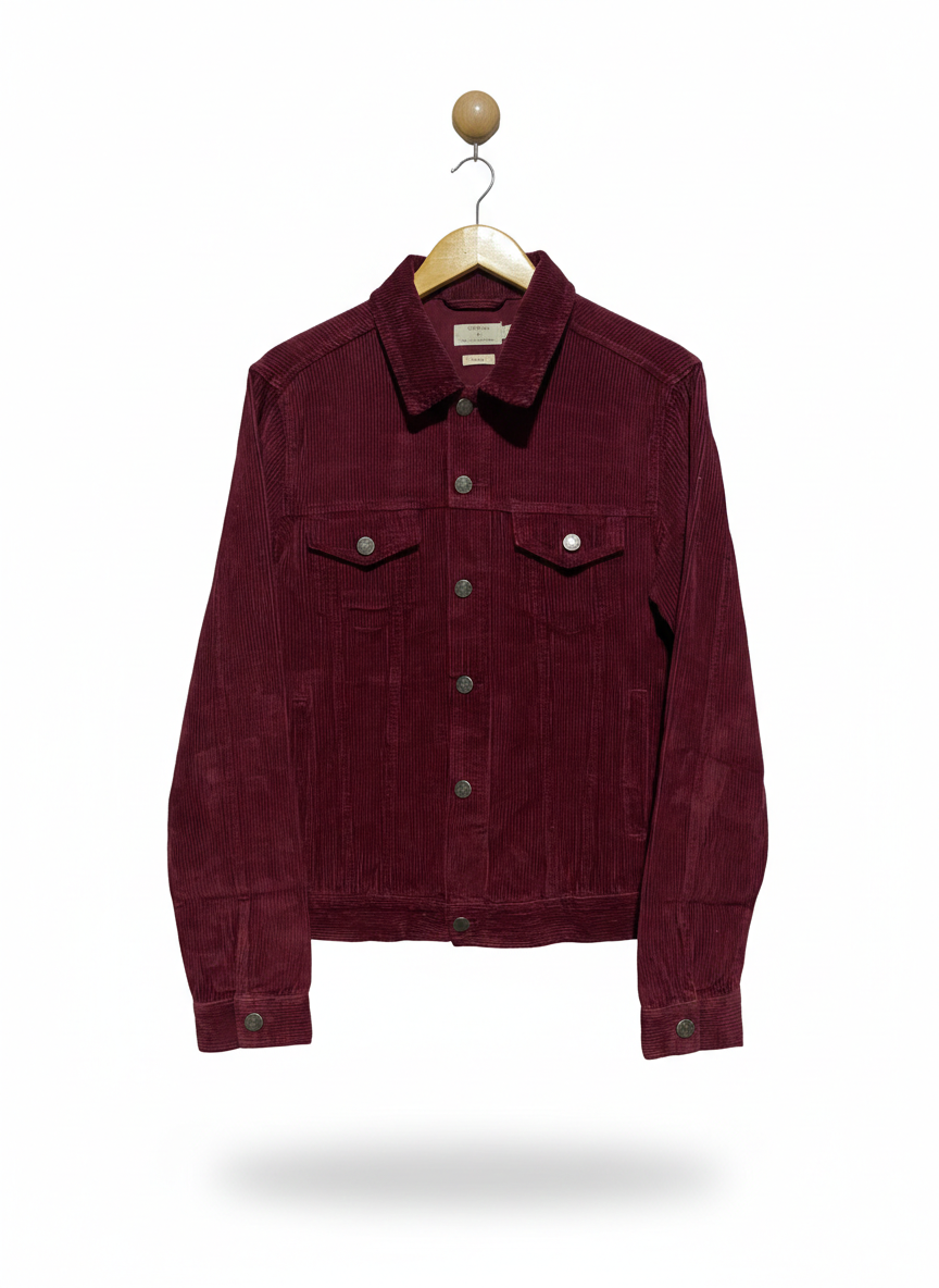 TOP MAN |S| BUST 20| Burgundy Corduroy Trucker Jacket