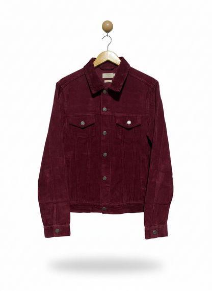 TOP MAN |S| BUST 20| Burgundy Corduroy Trucker Jacket