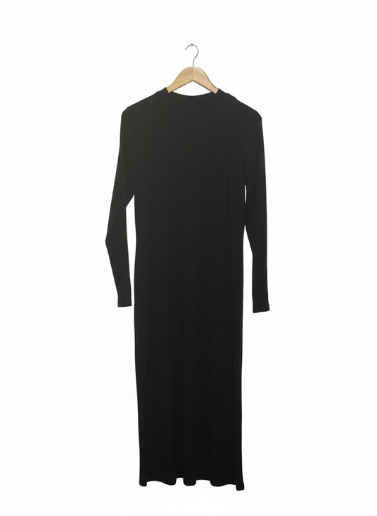 PRIMARK |L| BUST 18| Black, Long-Sleeved, High-Neck Midi Dress