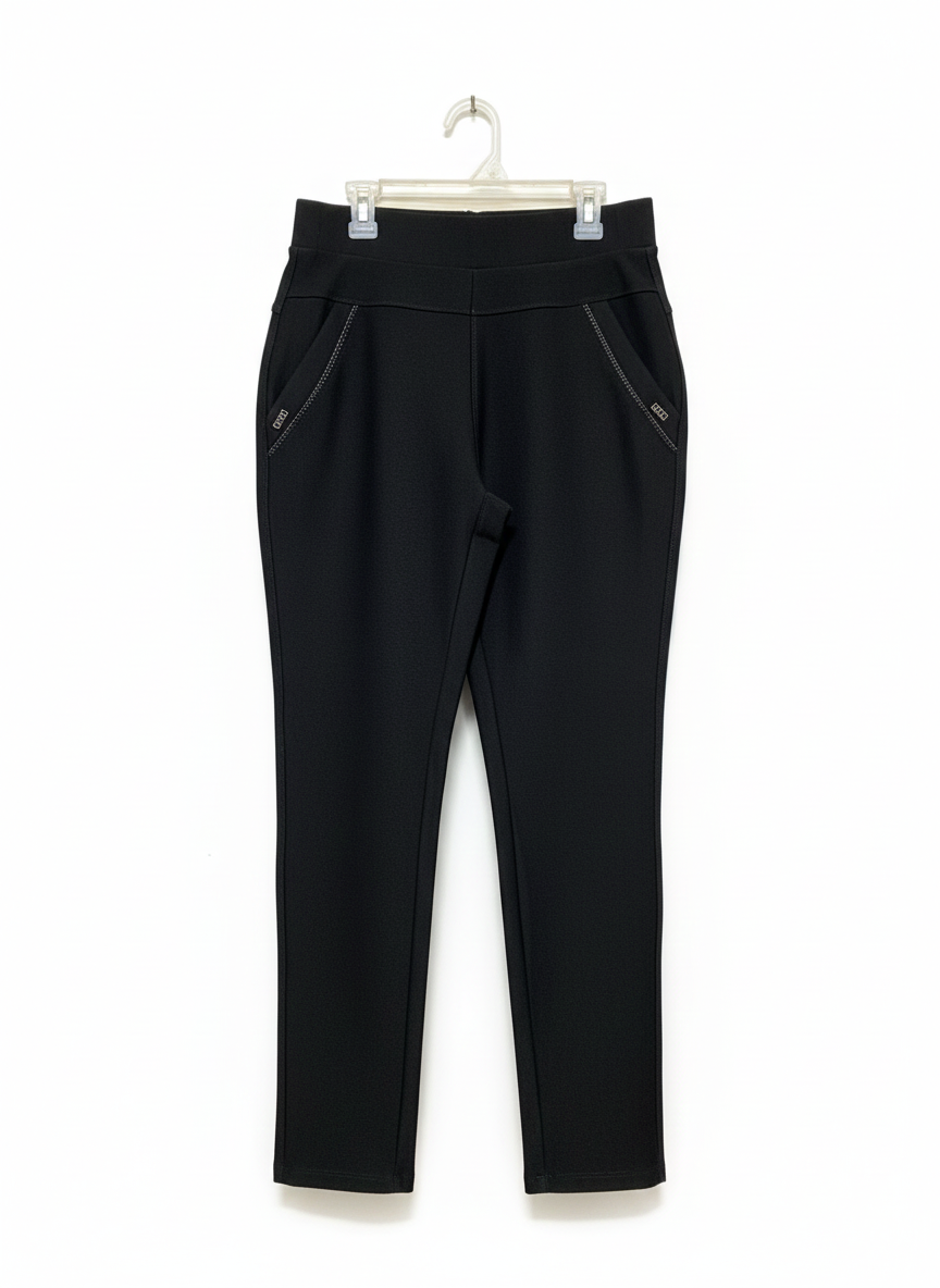 YU & ME |M|WAIST 28| Women's Slim Fit Pants with Faux Front Zippers
