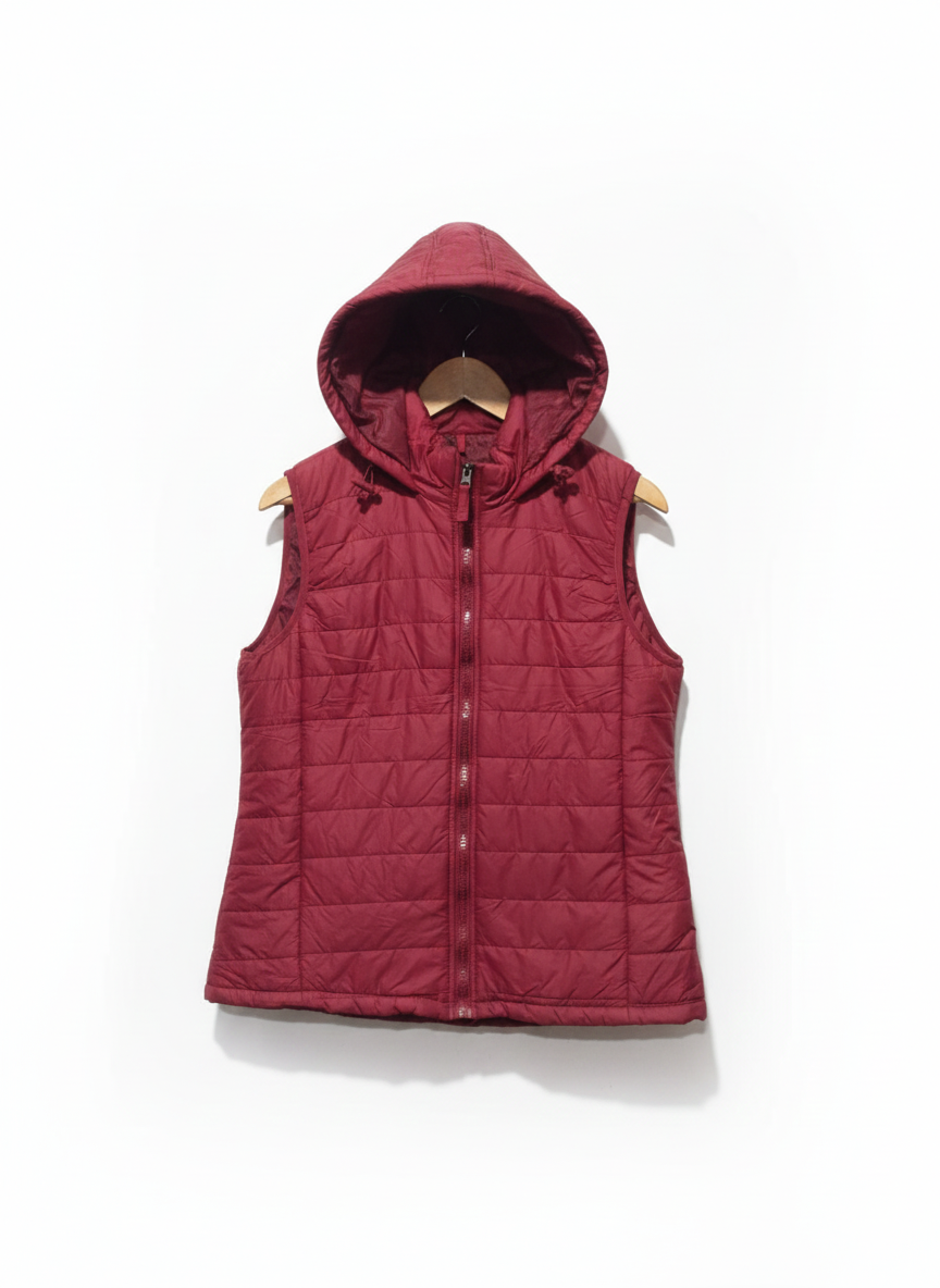 RIVERS WOMENS|L|BUST 21|Red Hooded Padded Gilet With Zip Pockets
