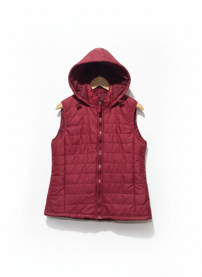RIVERS WOMENS|L|BUST 21|Red Hooded Padded Gilet With Zip Pockets