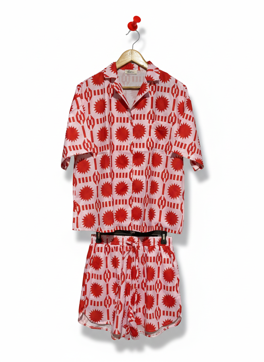 ROTIMIA |M| TROPICAL PRINT DRAWSTRING SHORTS SET